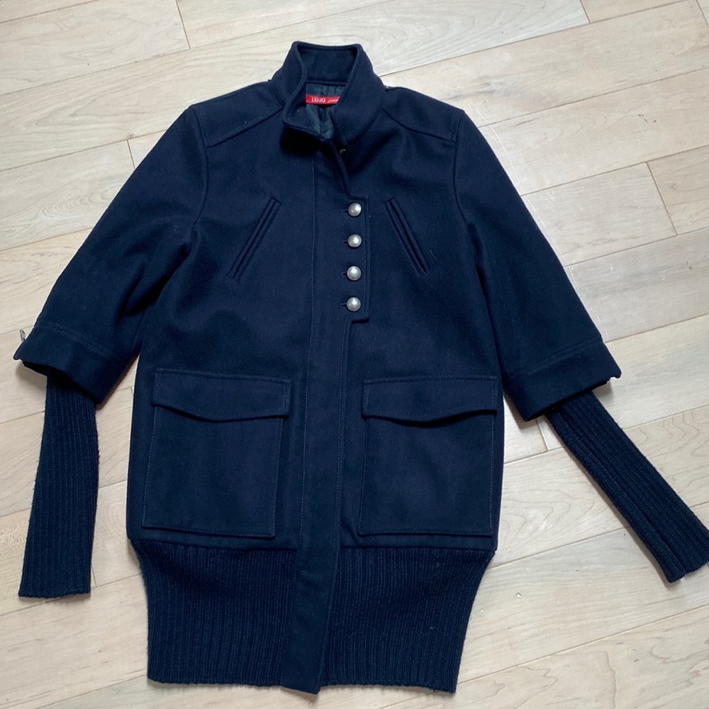 LIU-JO girls navy wool coat